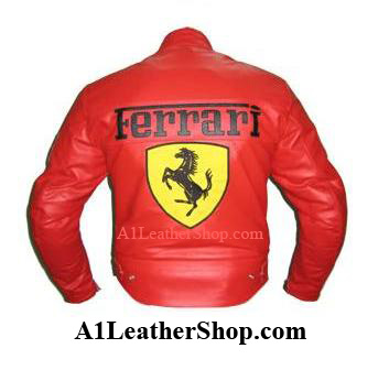 Ferrari on Ferrari Red Motorcycle Racing Leather Jacket