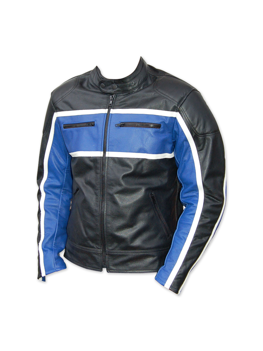Classic mens leather motorcycle jacket