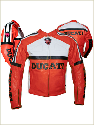 Ducati Brand Red White Motorbike leather jacket