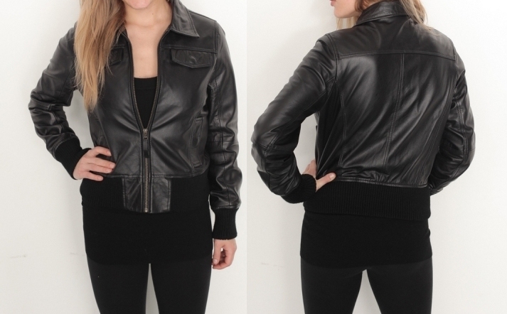 Ladies Black Soft Anline Leather Jacket
