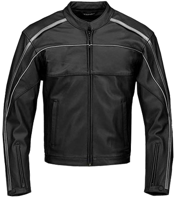 Stylish Black Motorcycle Leather Jacket with silver lining
