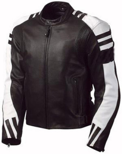Stylish Black and White Motorcycle Leather Jacket