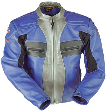 Motorcycle Fashion Leather Jacket Blue Silver Color