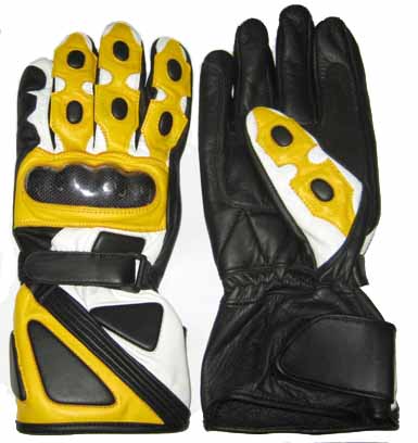 Motorbike Yellow Color Leather Gloves