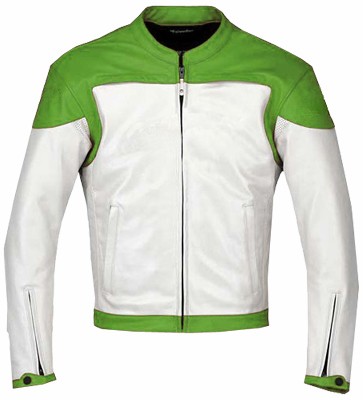 Stylish Green White Motorbike leather jacket