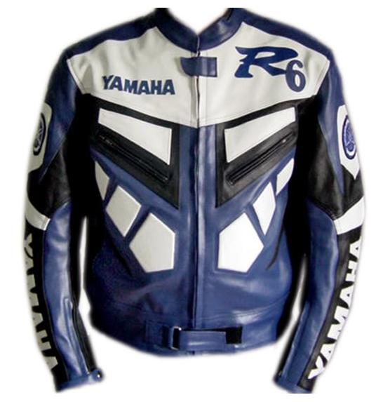 YAMAHA R6 Blue Color Motorbike Leather Jacket