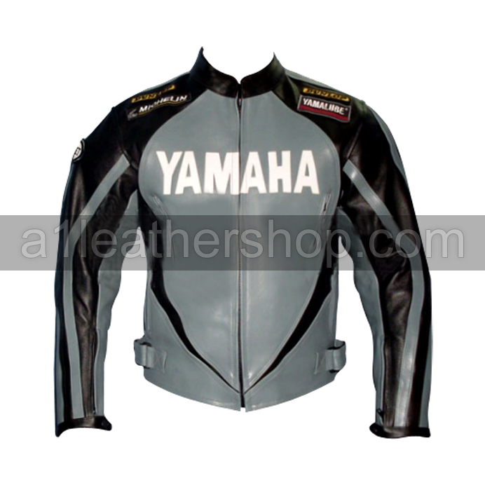 Yamaha black and silver motorcycle leather jacket