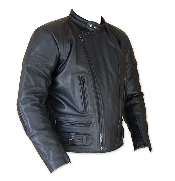 men classic motorbike leather jacket black color