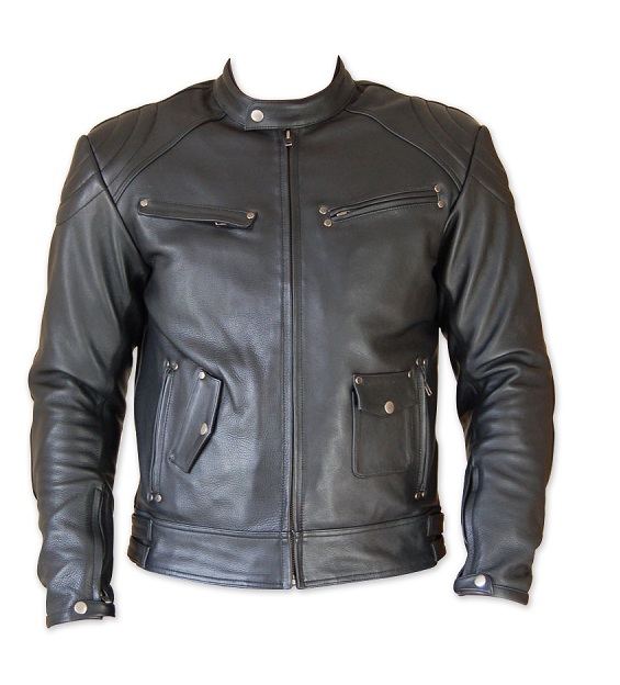 motorcycle leather jacket full black color